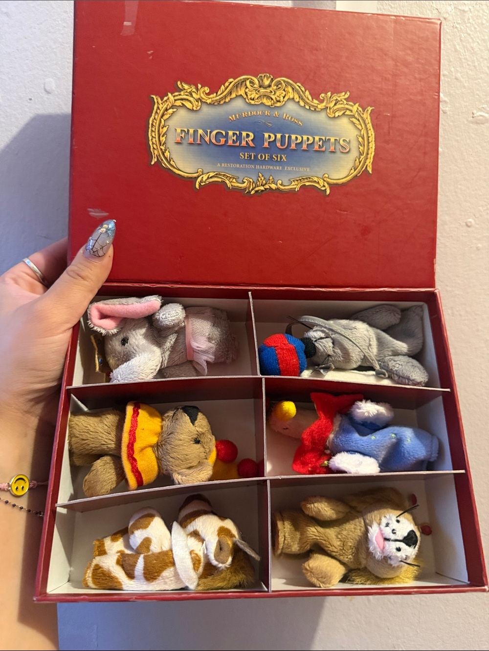 Vintage Murdock & Ross Red Finger Puppets Set of Six